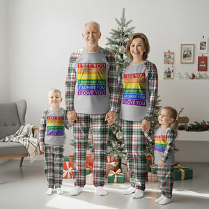I See Accept Respect Support Admire Love You Plaid Pajama Set LGBT Ally Pride Graphic