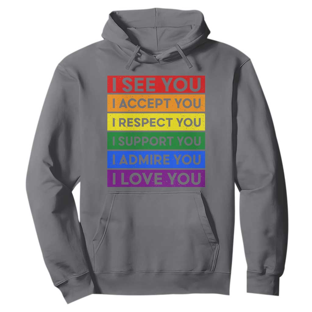 I See Accept Respect Support Admire Love You Hoodie LGBT Ally Pride Graphic TS12 Charcoal Print Your Wear