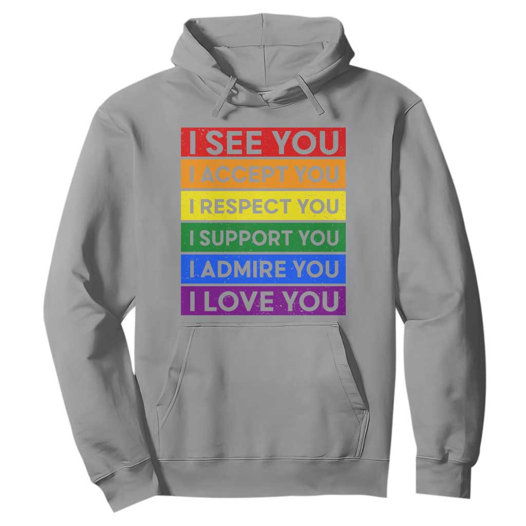 I See Accept Respect Support Admire Love You Hoodie LGBT Ally Pride Graphic TS12 Sport Gray Print Your Wear