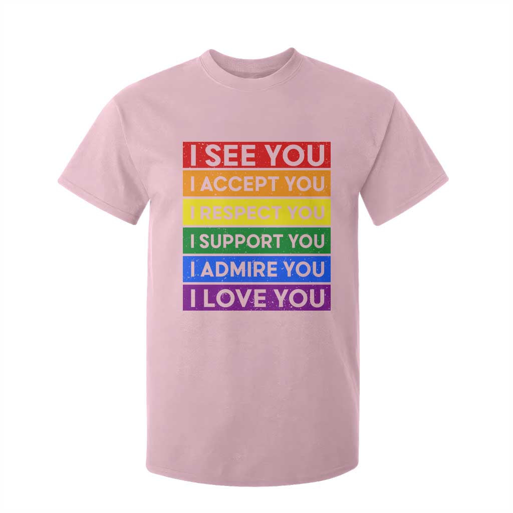I See Accept Respect Support Admire Love You T Shirt For Kid LGBT Ally Pride Graphic TS12 Light Pink Print Your Wear