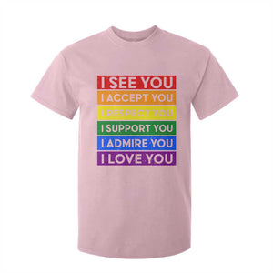 I See Accept Respect Support Admire Love You T Shirt For Kid LGBT Ally Pride Graphic TS12 Light Pink Print Your Wear