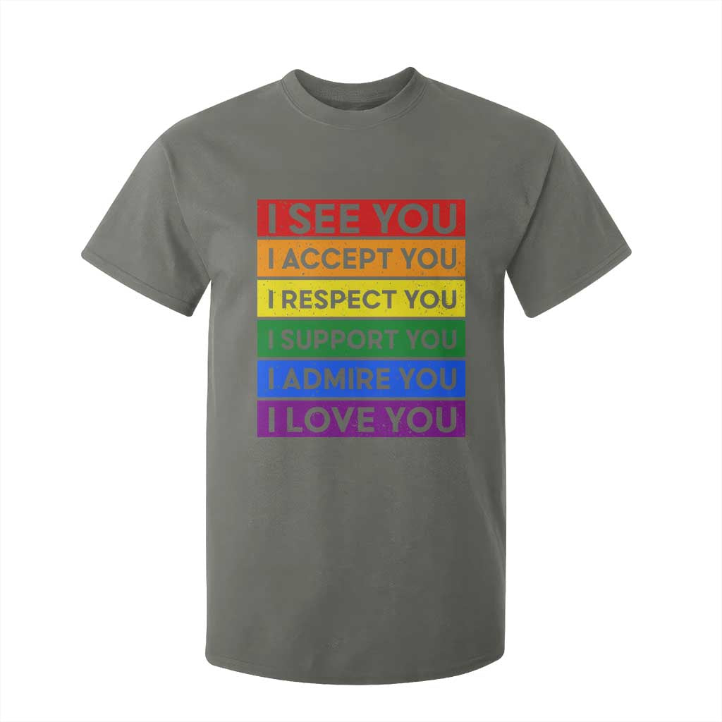 I See Accept Respect Support Admire Love You T Shirt For Kid LGBT Ally Pride Graphic TS12 Military Green Print Your Wear