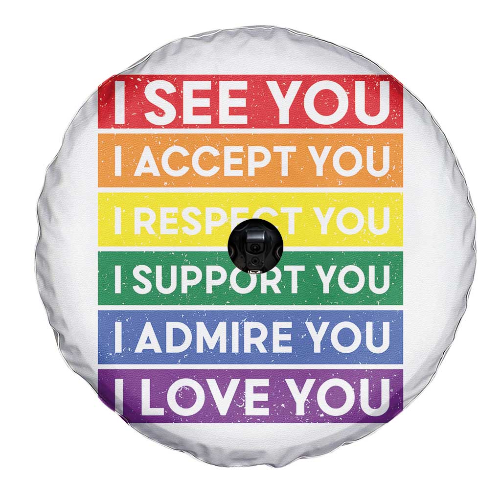 I See Accept Respect Support Admire Love You Spare Tire Cover LGBT Ally Pride Graphic