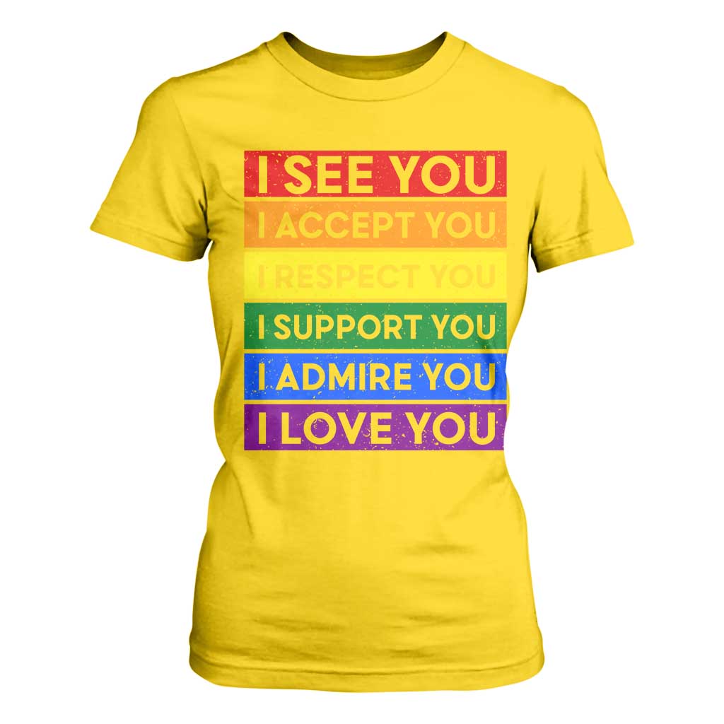 I See Accept Respect Support Admire Love You T Shirt For Women LGBT Ally Pride Graphic TS12 Daisy Print Your Wear