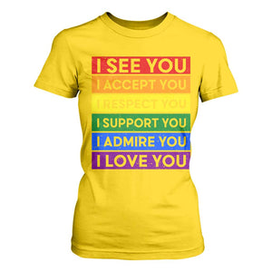 I See Accept Respect Support Admire Love You T Shirt For Women LGBT Ally Pride Graphic TS12 Daisy Print Your Wear
