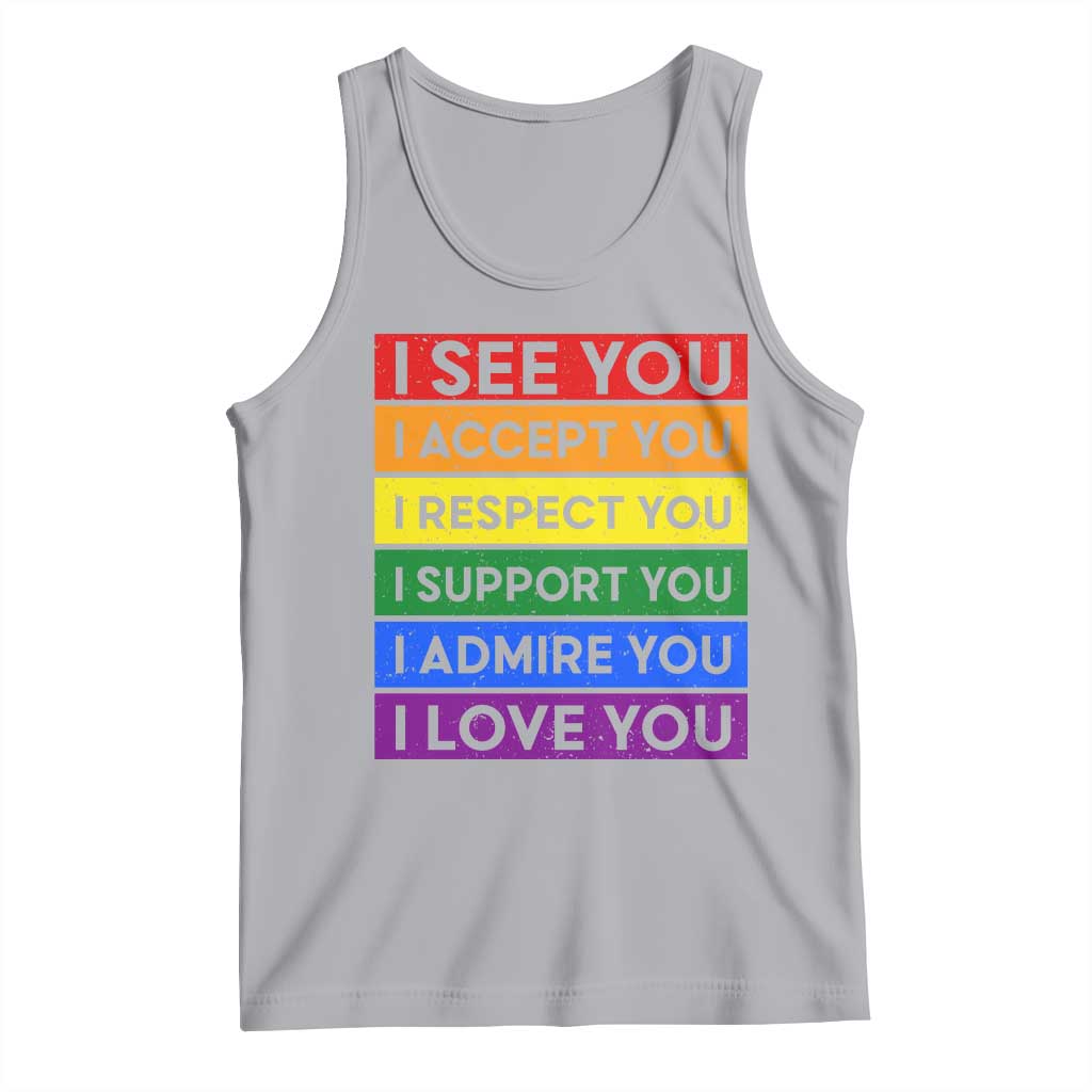 I See Accept Respect Support Admire Love You Tank Top LGBT Ally Pride Graphic