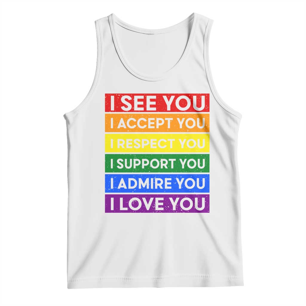 I See Accept Respect Support Admire Love You Tank Top LGBT Ally Pride Graphic