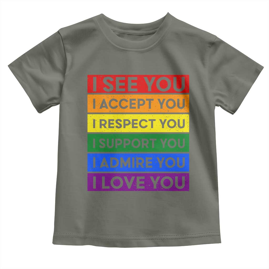 I See Accept Respect Support Admire Love You Toddler T Shirt LGBT Ally Pride Graphic