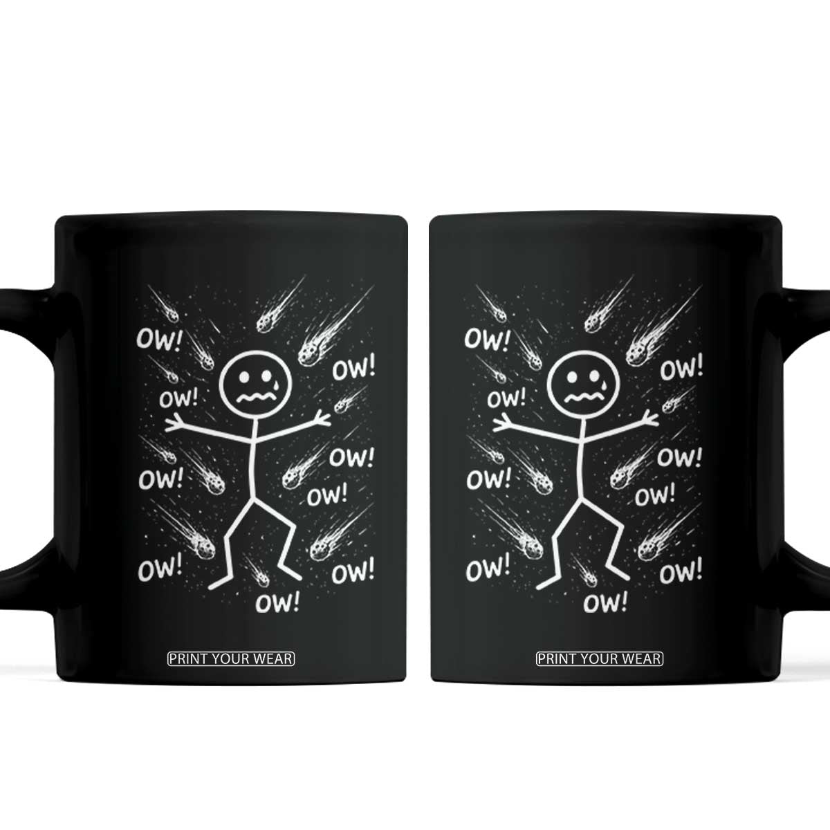 Funny Stick Figure Meteor Shower Coffee Mug Cosmic Joke