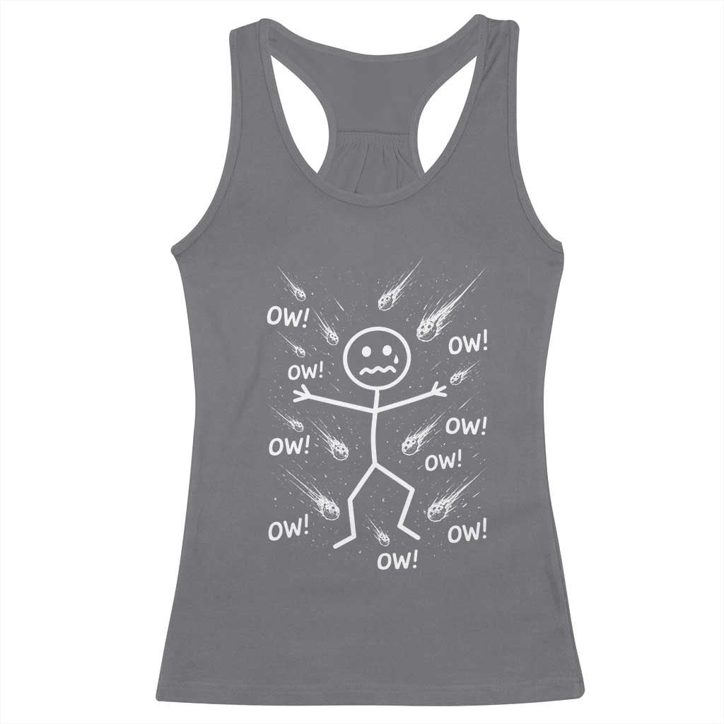 Funny Stick Figure Meteor Shower Racerback Tank Top Cosmic Joke