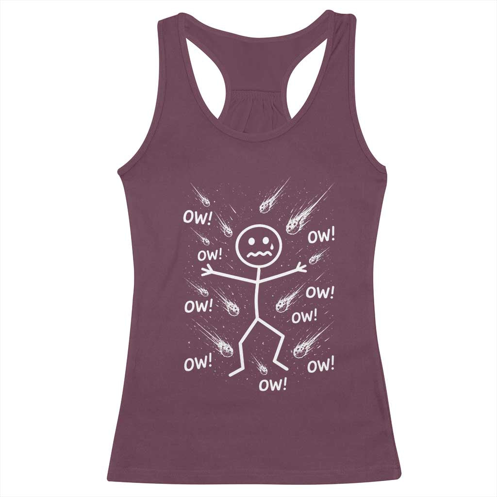 Funny Stick Figure Meteor Shower Racerback Tank Top Cosmic Joke
