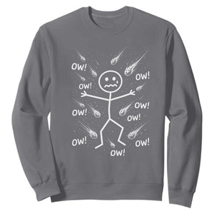 Funny Stick Figure Meteor Shower Sweatshirt Cosmic Joke