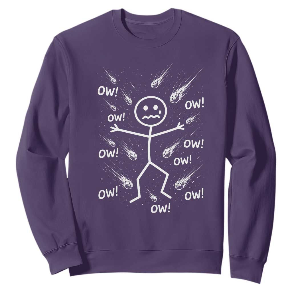 Funny Stick Figure Meteor Shower Sweatshirt Cosmic Joke