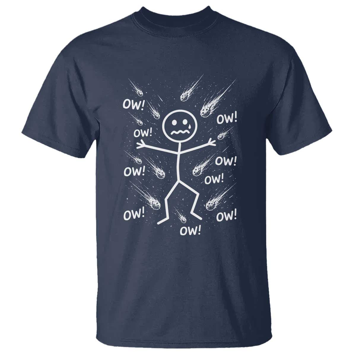 Funny Stick Figure Meteor Shower T Shirt Cosmic Joke