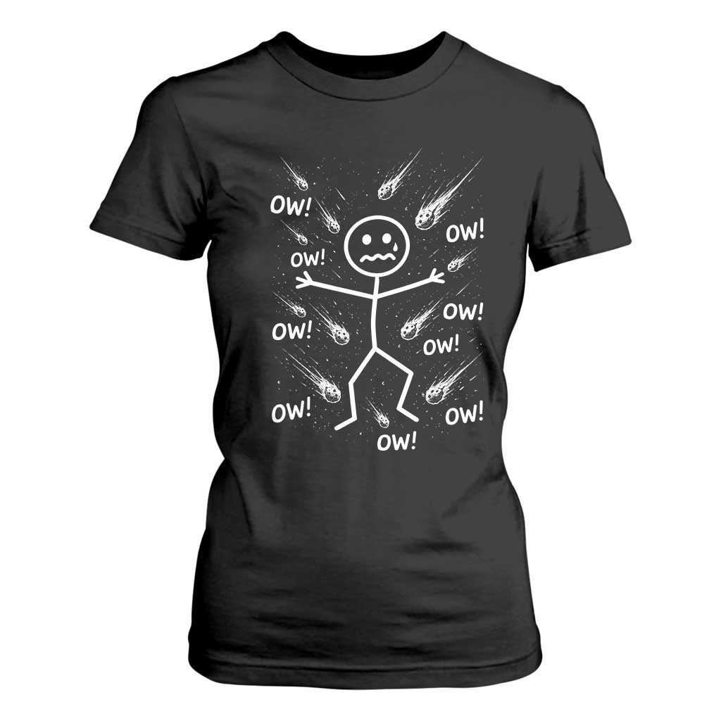 Funny Stick Figure Meteor Shower T Shirt For Women Cosmic Joke