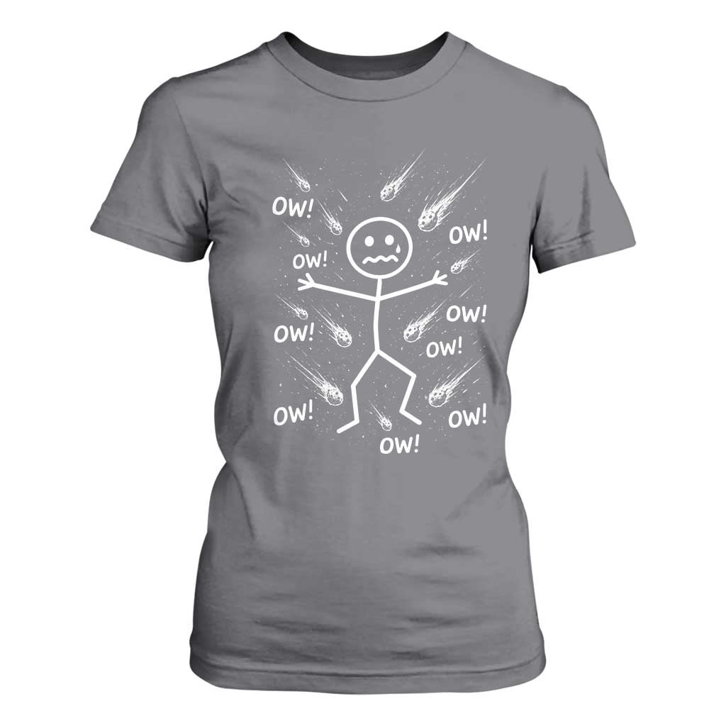 Funny Stick Figure Meteor Shower T Shirt For Women Cosmic Joke