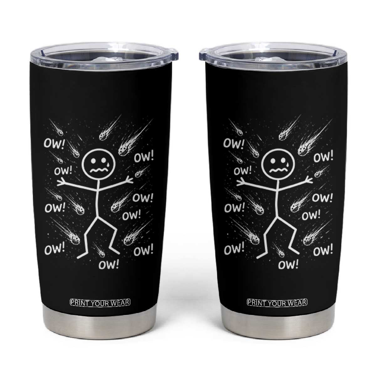 Funny Stick Figure Meteor Shower Tumbler Cup Cosmic Joke