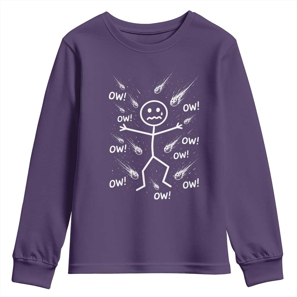 Funny Stick Figure Meteor Shower Youth Sweatshirt Cosmic Joke
