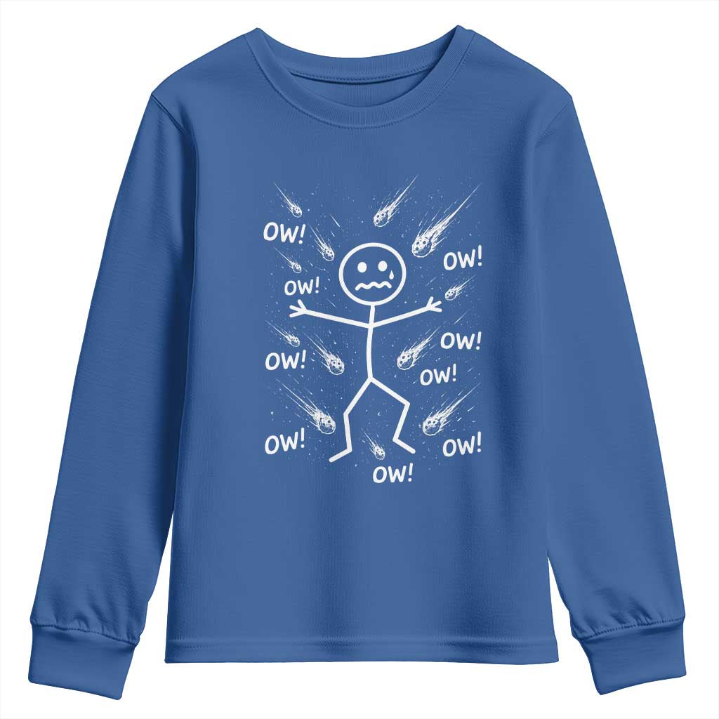 Funny Stick Figure Meteor Shower Youth Sweatshirt Cosmic Joke