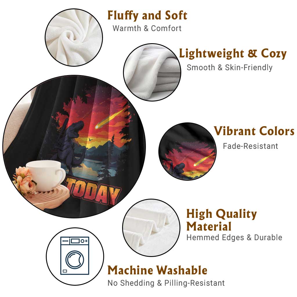 Funny Dinosaur Baseball Meteorite Throw Blanket Not Today