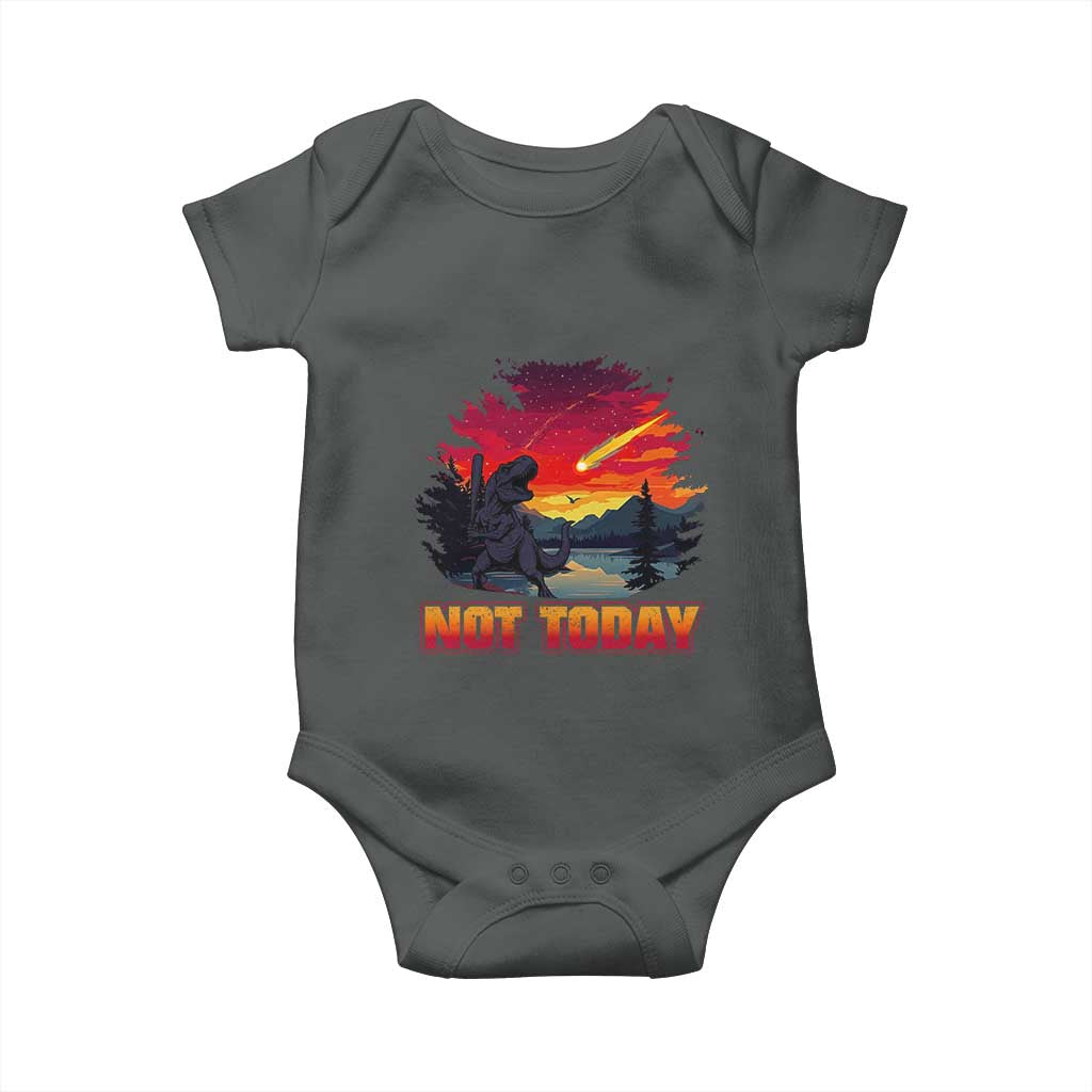 Funny Dinosaur Baseball Meteorite Baby Onesie Not Today