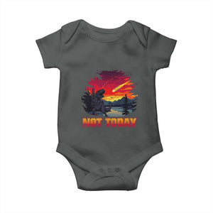 Funny Dinosaur Baseball Meteorite Baby Onesie Not Today