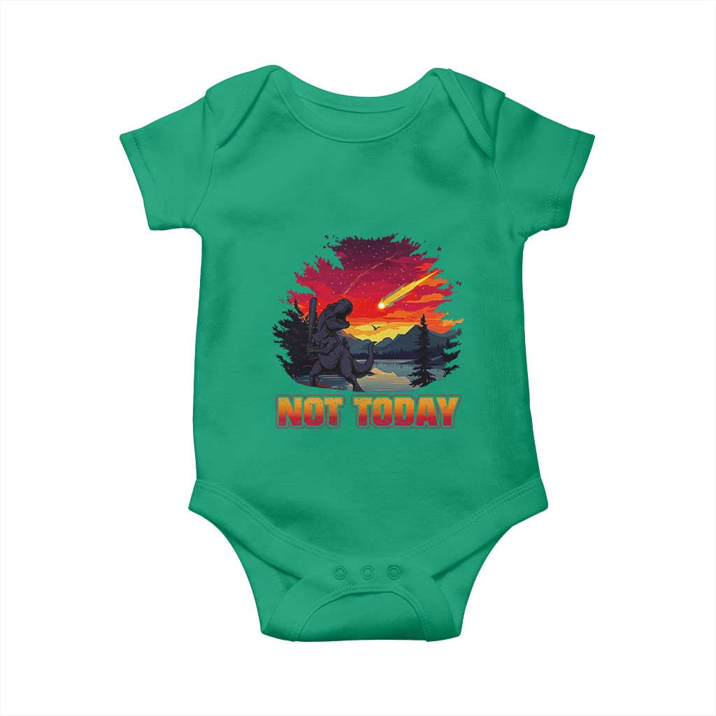 Funny Dinosaur Baseball Meteorite Baby Onesie Not Today