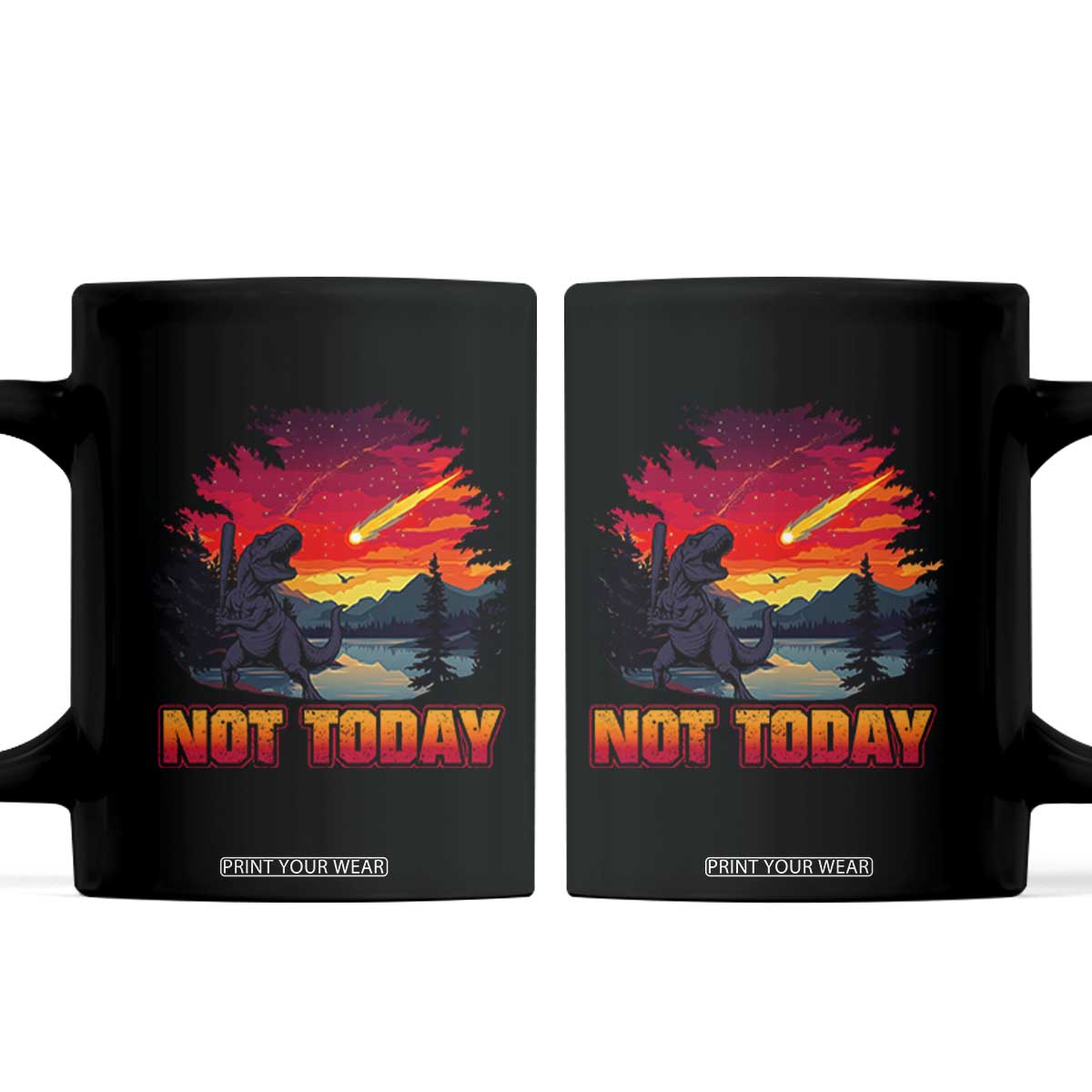 Funny Dinosaur Baseball Meteorite Coffee Mug Not Today