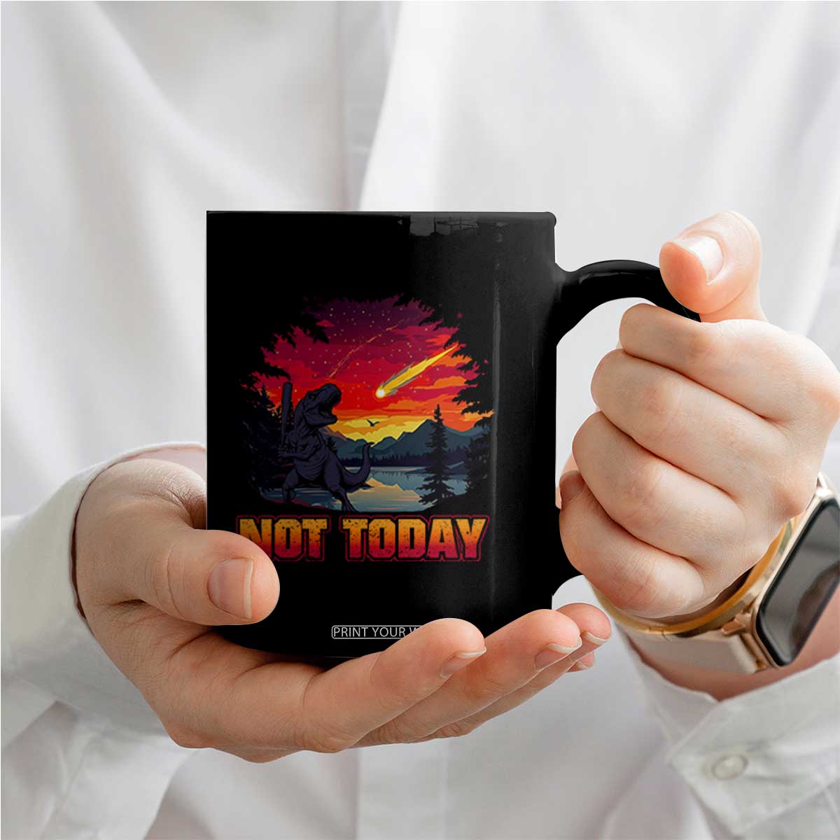 Funny Dinosaur Baseball Meteorite Coffee Mug Not Today