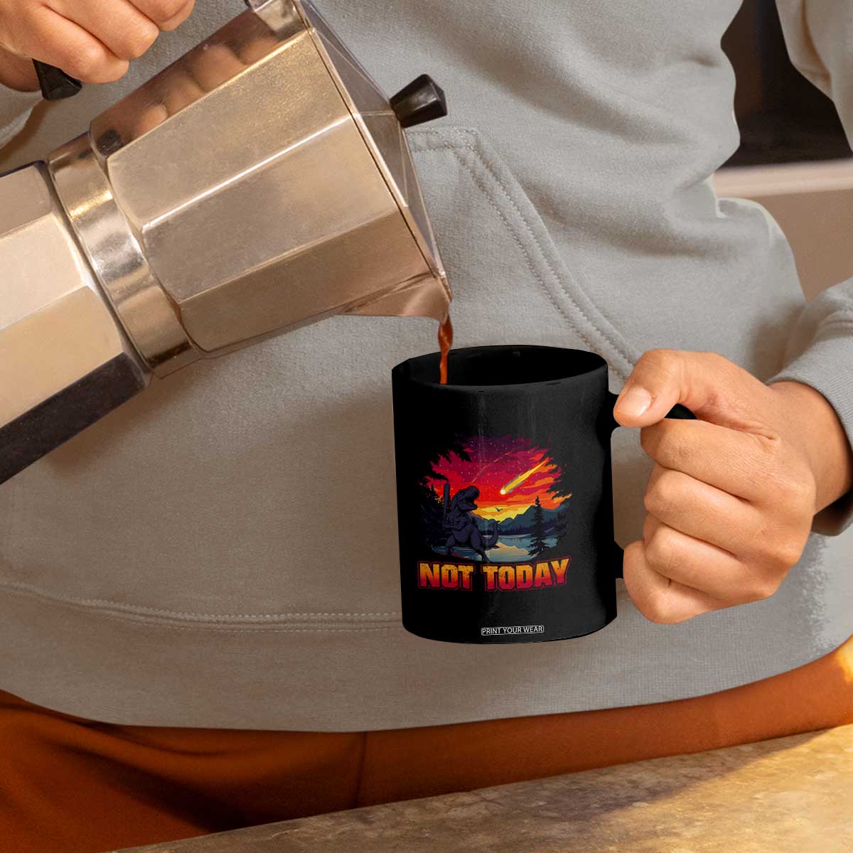 Funny Dinosaur Baseball Meteorite Coffee Mug Not Today