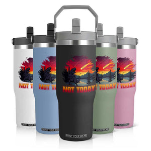 Funny Dinosaur Baseball Meteorite Flip Straw Tumbler Not Today