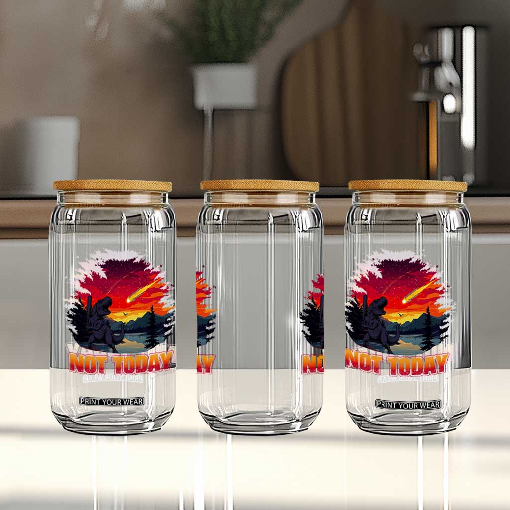 Funny Dinosaur Baseball Meteorite Glass Can Not Today