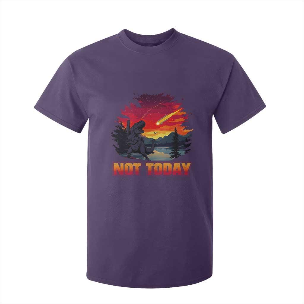 Funny Dinosaur Baseball Meteorite T Shirt For Kid Not Today