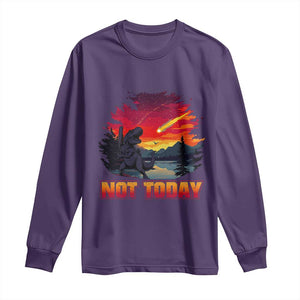 Funny Dinosaur Baseball Meteorite Long Sleeve Shirt Not Today
