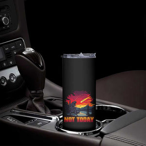 Funny Dinosaur Baseball Meteorite Skinny Tumbler Not Today