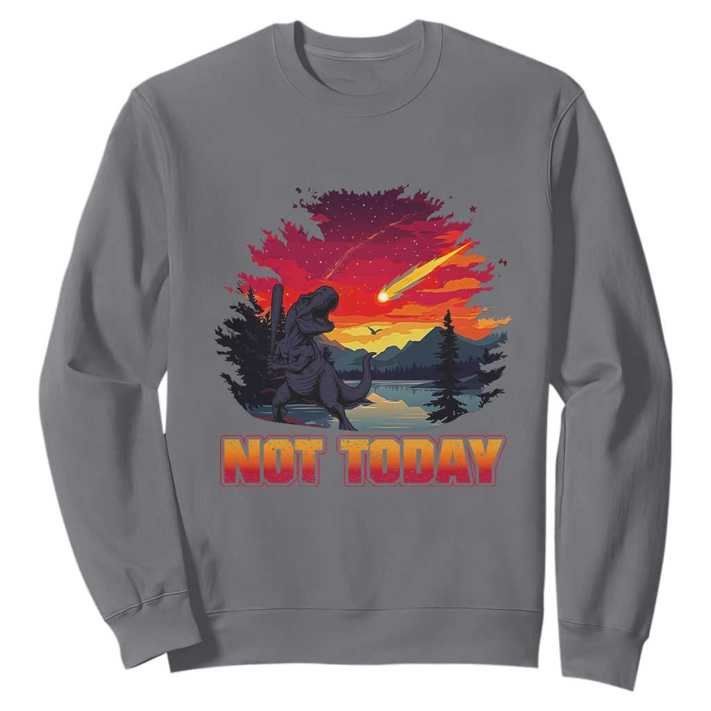 Funny Dinosaur Baseball Meteorite Sweatshirt Not Today