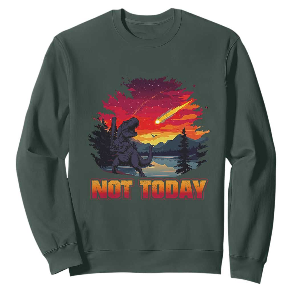 Funny Dinosaur Baseball Meteorite Sweatshirt Not Today