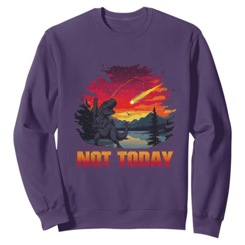 Funny Dinosaur Baseball Meteorite Sweatshirt Not Today