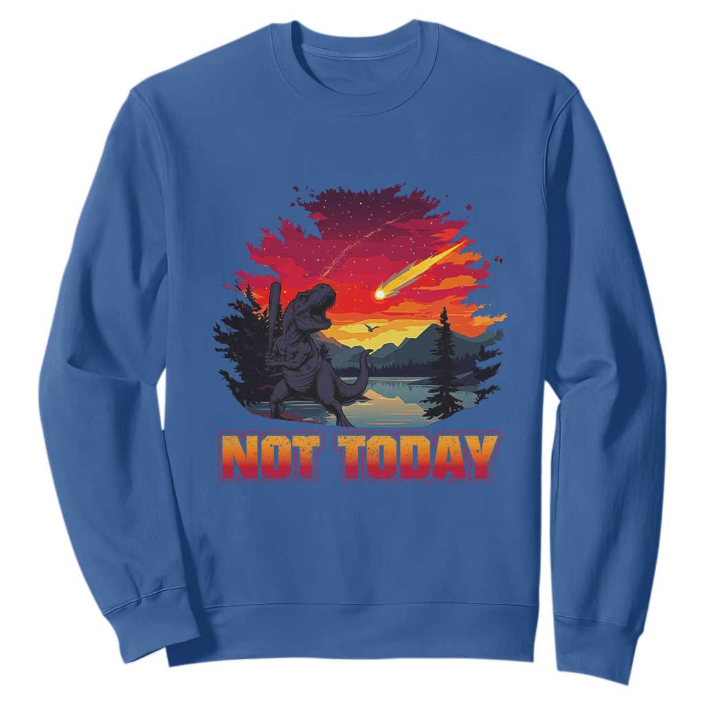 Funny Dinosaur Baseball Meteorite Sweatshirt Not Today