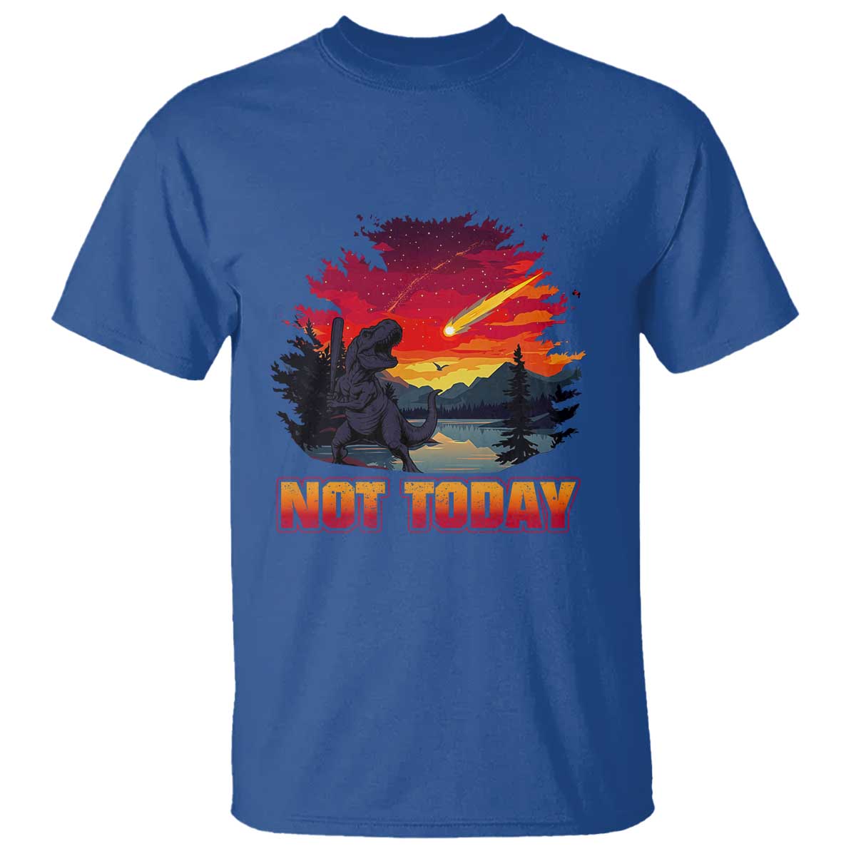 Funny Dinosaur Baseball Meteorite T Shirt Not Today