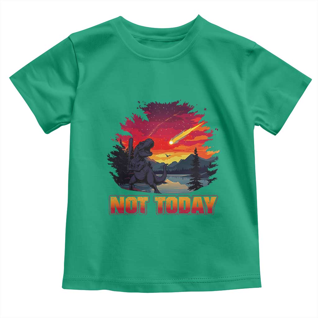Funny Dinosaur Baseball Meteorite Toddler T Shirt Not Today