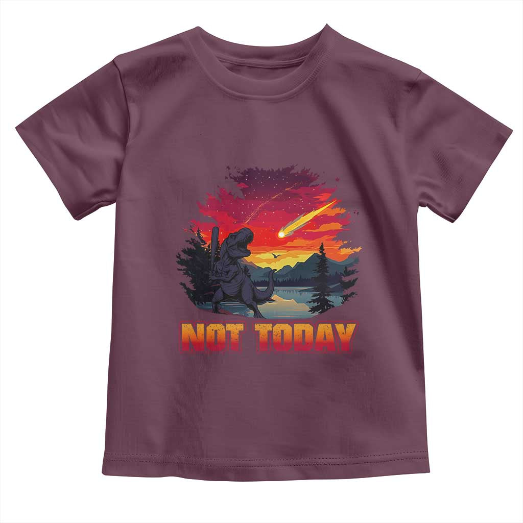 Funny Dinosaur Baseball Meteorite Toddler T Shirt Not Today