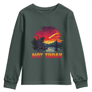 Funny Dinosaur Baseball Meteorite Youth Sweatshirt Not Today