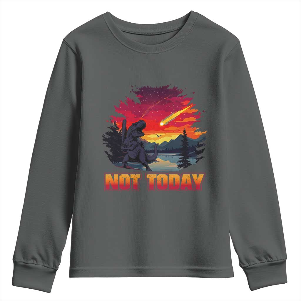 Funny Dinosaur Baseball Meteorite Youth Sweatshirt Not Today