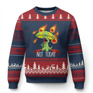 Dinosaur Meteor Shower Astronomy Humor Ugly Christmas Sweater Not Today