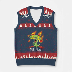 Dinosaur Meteor Shower Astronomy Humor V-Neck Knit Sweater Vest Not Today
