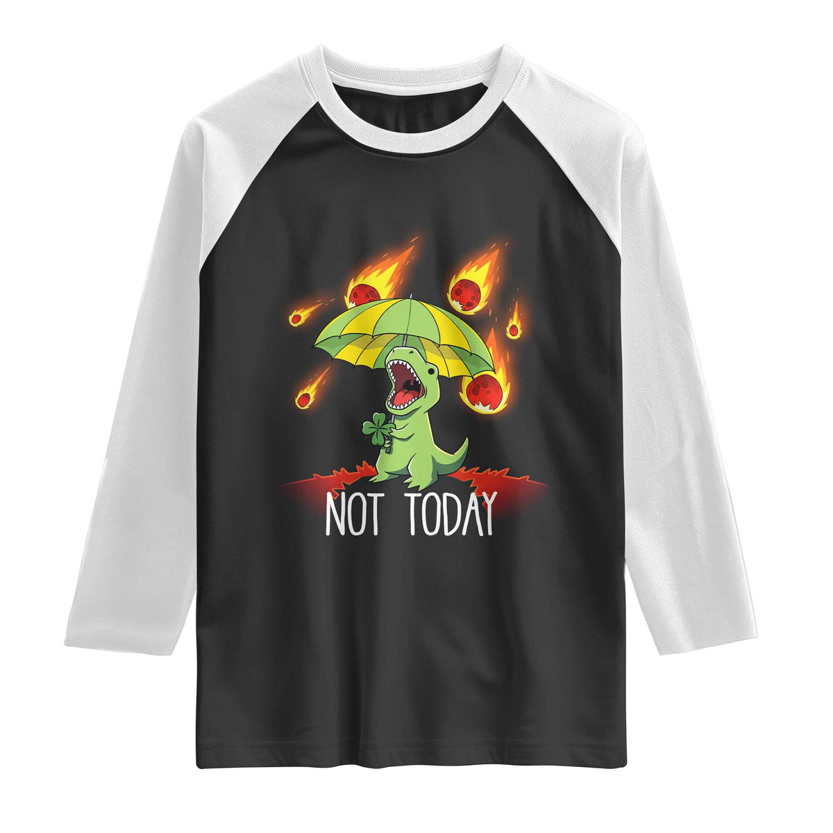 Dinosaur Meteor Shower Astronomy Humor Raglan Shirt Not Today
