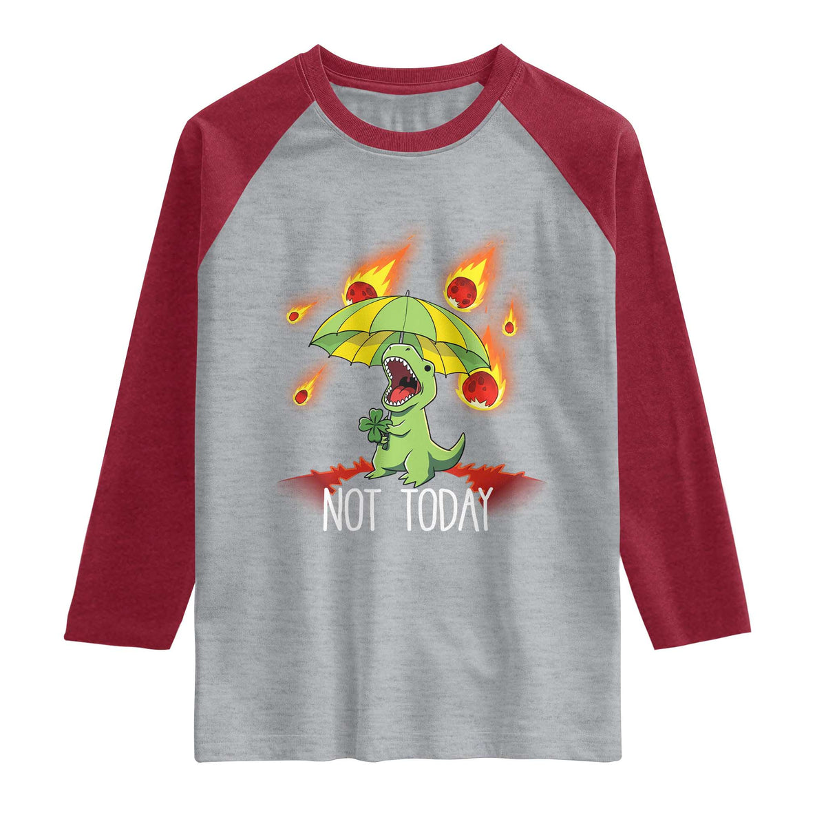 Dinosaur Meteor Shower Astronomy Humor Raglan Shirt Not Today