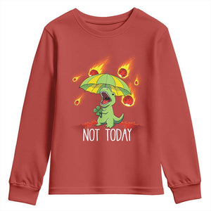 Dinosaur Meteor Shower Astronomy Humor Youth Sweatshirt Not Today