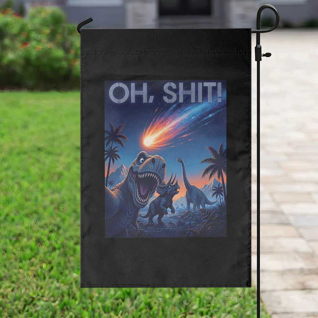 Funny Dinosaur Meteorite Garden Flag Astronomy Lover Gift